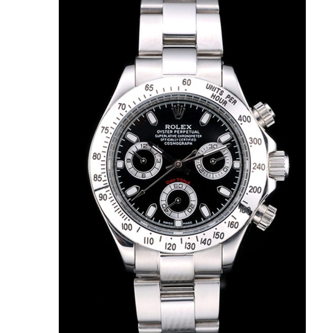 Aaa fake watches Lady Steel Case Dial Daytona Tachymeter Black Rolex Stainless 0821